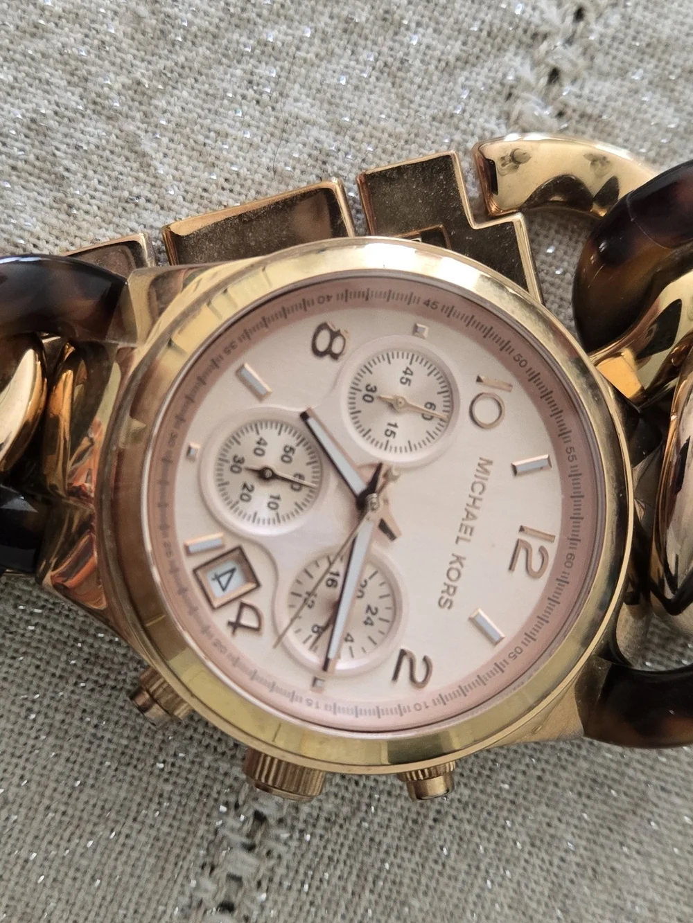Michael Kors Rose Gold Tone Chain Link Chronograph Watch